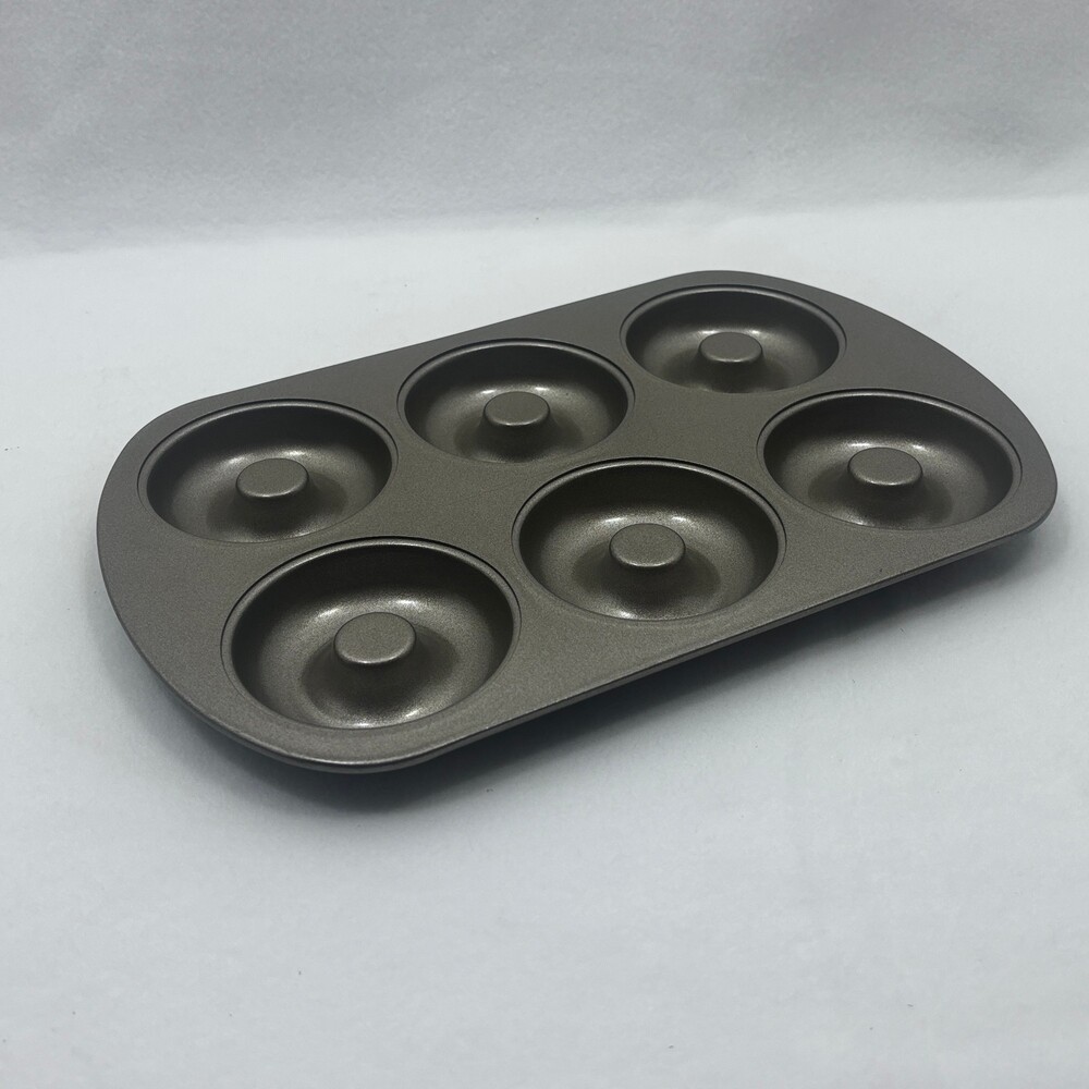 6 Cavity Gray Metal Donut Baking Pan